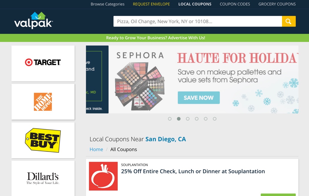 valpak website screenshot Services That Scale